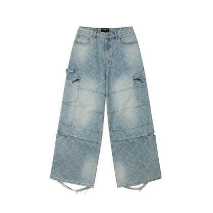 LOGO WIDE DENIM CARGO PANT