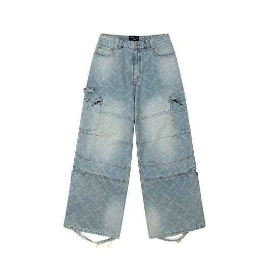 LOGO WIDE DENIM CARGO PANT