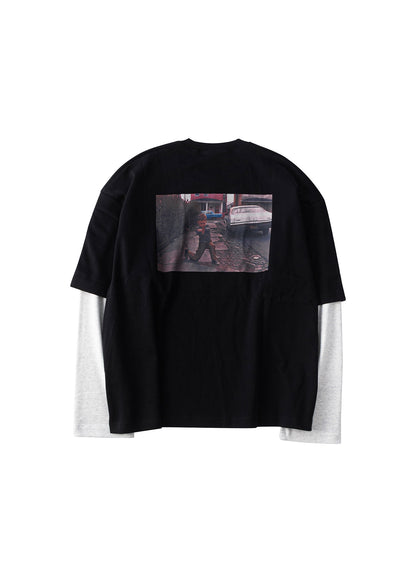 VINTAGE PHOTO DOUBLE LAYER L/S TEE